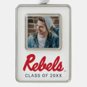 Universiteit van Mississippi | Rebels Script Verzilverd Kader Ornament (Voorkant)