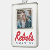 Universiteit van Mississippi | Rebels Script Verzilverd Kader Ornament (Links)