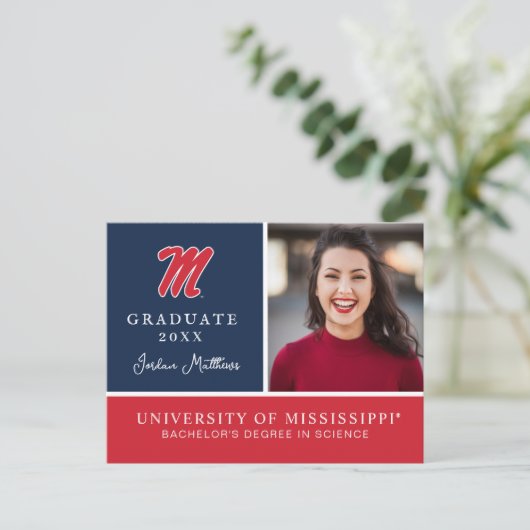 Universiteit van Mississippi | Script M Aankondigingskaart (Staand voorkant)