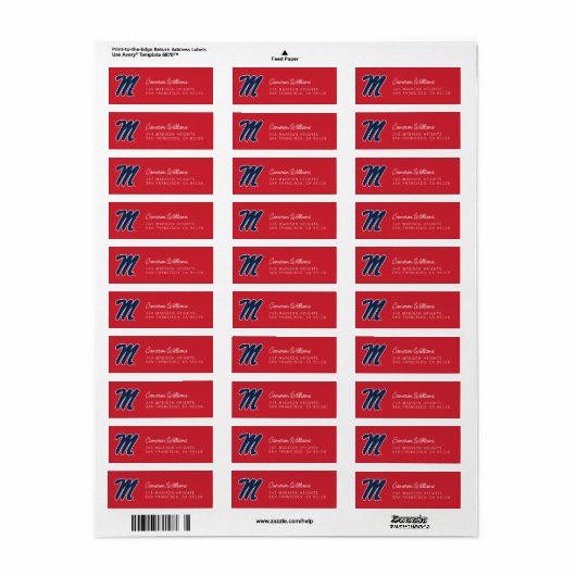 Universiteit van Mississippi | Script M Etiket (Full Sheet)