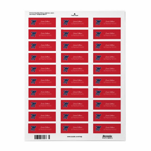 Universiteit van Mississippi | Script M Etiket (Full Sheet)