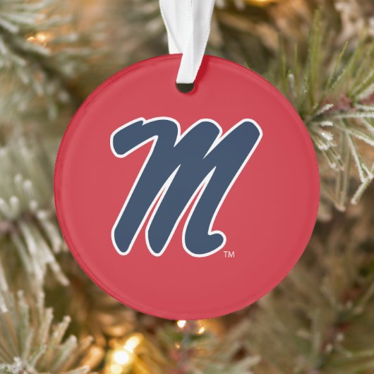 Universiteit van Mississippi | Script M Ornament (Boom)