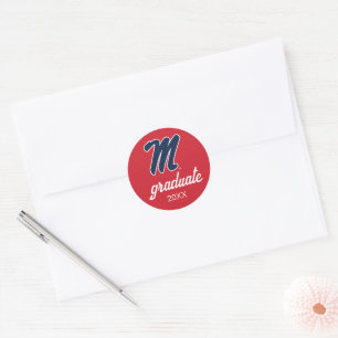 Universiteit van Mississippi   Script M Ronde Sticker