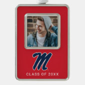 Universiteit van Mississippi | Script M Verzilverd Kader Ornament (Voorkant)