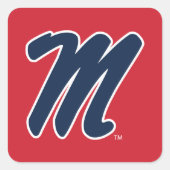 Universiteit van Mississippi | Script M Vierkante Sticker (Voorkant)