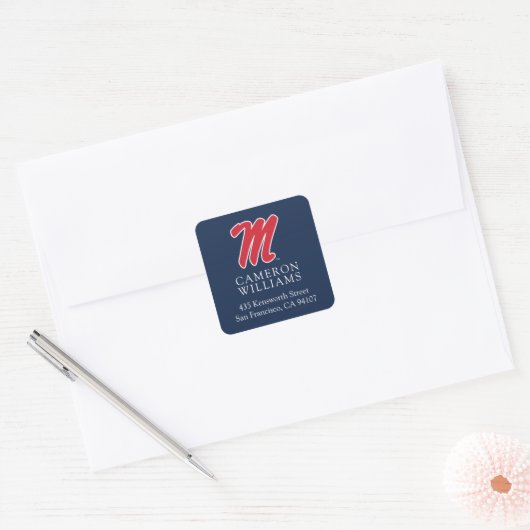 Universiteit van Mississippi | Script M Vierkante Sticker (Envelop)