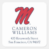 Universiteit van Mississippi | Script M Vierkante Sticker (Voorkant)