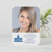 Universiteitsgebouw Foto Afstuderen Uitnodiging (Staand voorkant)