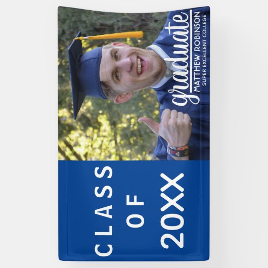 University 2025 Afstuderen Blue Photo Afstudeerder Spandoek (Verticaal)
