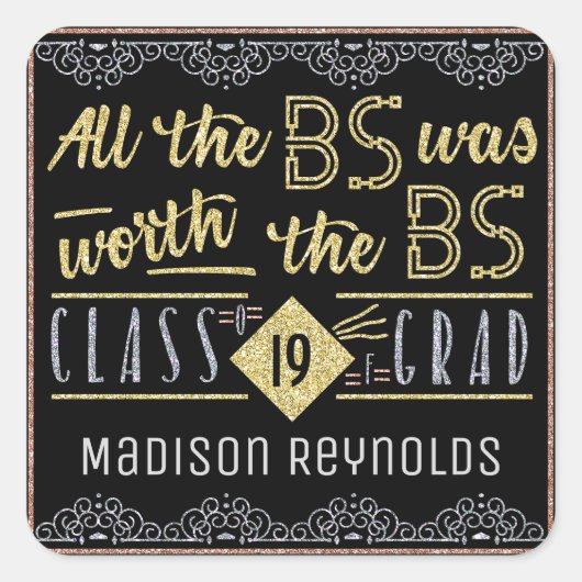 University Afstuderen Bachelors Degree Grappig Afs Vierkante Sticker (Voorkant)