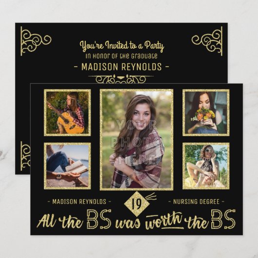 University Afstuderen Foto Bachelors Degree Party Kaart (Voorkant / Achterkant)