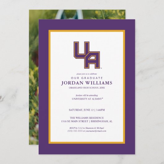 University at Albany Initiaal Logo Aankondiging (Voorkant / Achterkant)