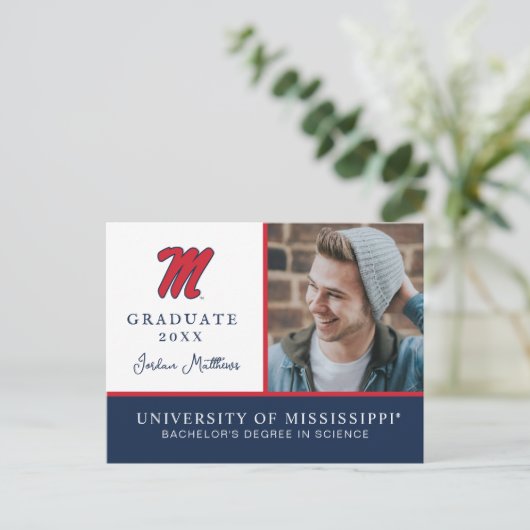 University of Mississippi | Script M Aankondigingskaart (Staand voorkant)