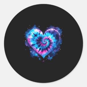 Universum Liefde Tie-dye Hart T-shirt - Hippie Val Ronde Sticker