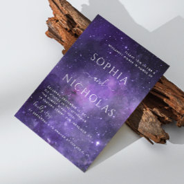 Universum nachtster. Paarse ruimte repetitie diner Kaart