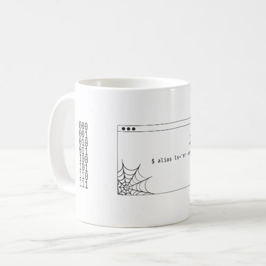 Unix command 'alias' grappig koffiemok (Voorkant links)