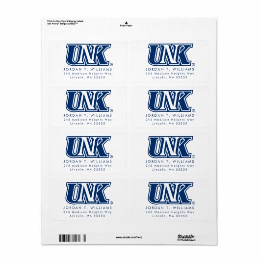 UNK | Universiteit van Nebraska te Kearney Etiket (Full Sheet)