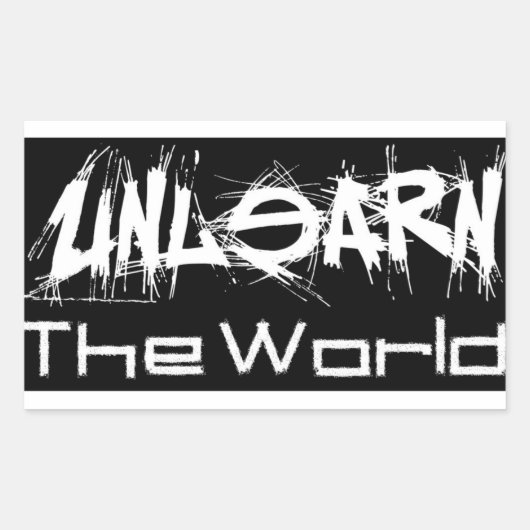 UnLearn De Wereld Zwarte Sticker (Voorkant)