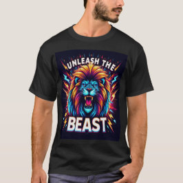 Unleash the Beast - Neon Roaring Lion T-Shirt Desi
