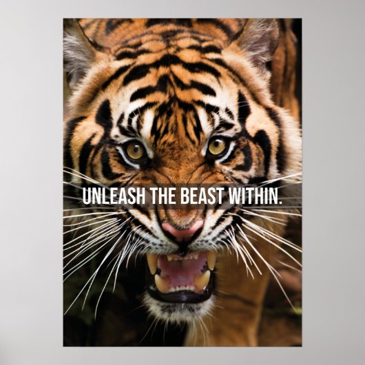 Unleash The Beast Within - Tiger Motivational Poster (Voorkant)