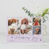 Unleashing Joy Purple Dog Multi Photo Feestdagenkaart (Staand voorkant)