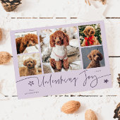 Unleashing Joy Purple Dog Multi Photo Feestdagenkaart