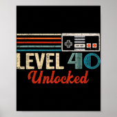 Unlocked Level 40 Birthday Boy Video Game Controll Poster (Voorkant)