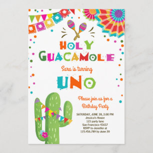Uno Fiesta Eerste Verjaardag Uitnodiging Cactus Pa