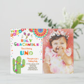 Uno Fiesta First Birthday, Cactus Party Kaart (Staand voorkant)