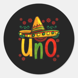 Uno Mijn eerste Mexicaanse verjaardag Cinco de May Ronde Sticker
