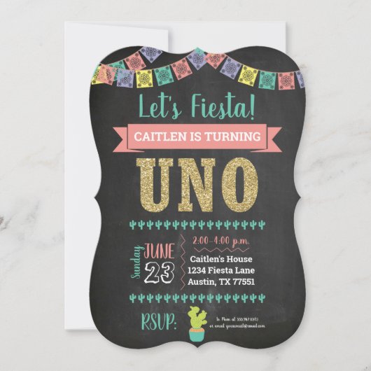 Uno Premier Anniversaire Chalkboard Invitation Gir (Devant)