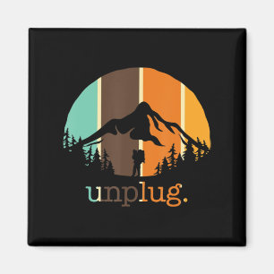 Unplug Hiking Lover Fun Outdoor Hiker Mountain Cl Magneet
