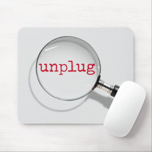 Unplug Tekst onder vergrootglas Muismat