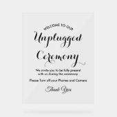 Unplugged Ceremony Black White Wedding Acryl Bord (Voorkant)