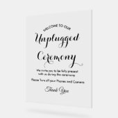 Unplugged Ceremony Black White Wedding Acryl Bord (Hoek)