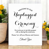 Unplugged Ceremony Black White Wedding Poster