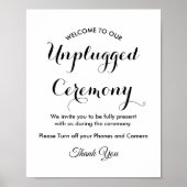 Unplugged Ceremony Black White Wedding Poster (Voorkant)