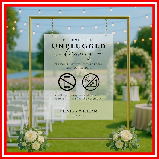 Unplugged Ceremony Frosted Wedding Sign Acryl Bord