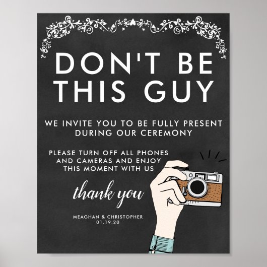 Unplugged Ceremony Sign | Wees deze man niet Poster (Voorkant)