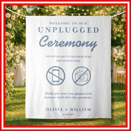Unplugged Ceremony Wedding Dusty Blue Achtergrond Wandkleed