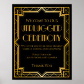 Unplugged Ceremony Wedding Sign | Gatsby Art Deco Poster (Voorkant)