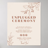 Unplugged Wedding Ceremony Sign Boho Floral Poster (Voorkant)