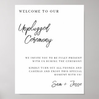 Unplugged Wedding Ceremony Sign Poster