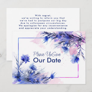 UnSave onze Date, grappige korenbloem Reverie Aankondiging