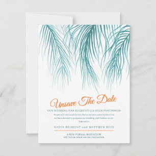 Unsave the date bruiloft change of plan blue palm save the date