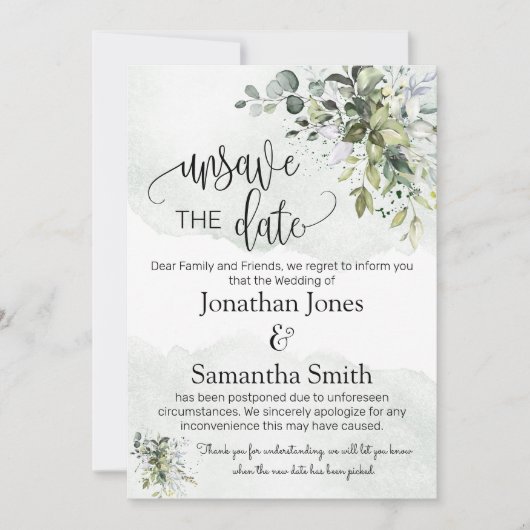 Unsave the date change eucalyptus in kaart (Voorkant)