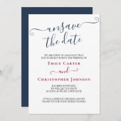Unsave the Date Navy Bourgondië Wedding Update Kaa Save The Date (Voorkant / Achterkant)