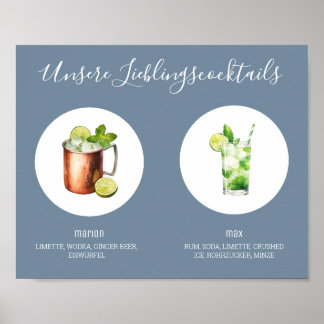 Unsere Lieblingscocktails Hochzeit Dusty Blue 01 Poster
