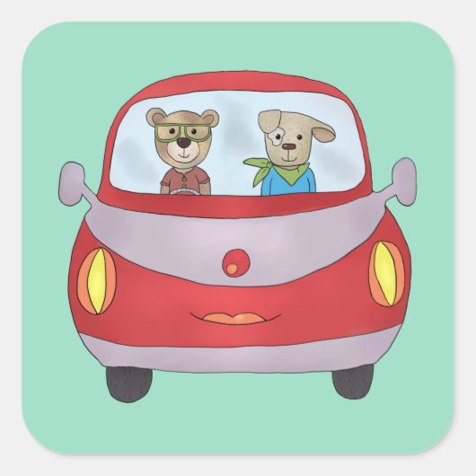 Unterwegs  vierkante sticker (Voorkant)