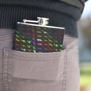 Unusual cool rainbow colorfuel cute dinosaur heupfles